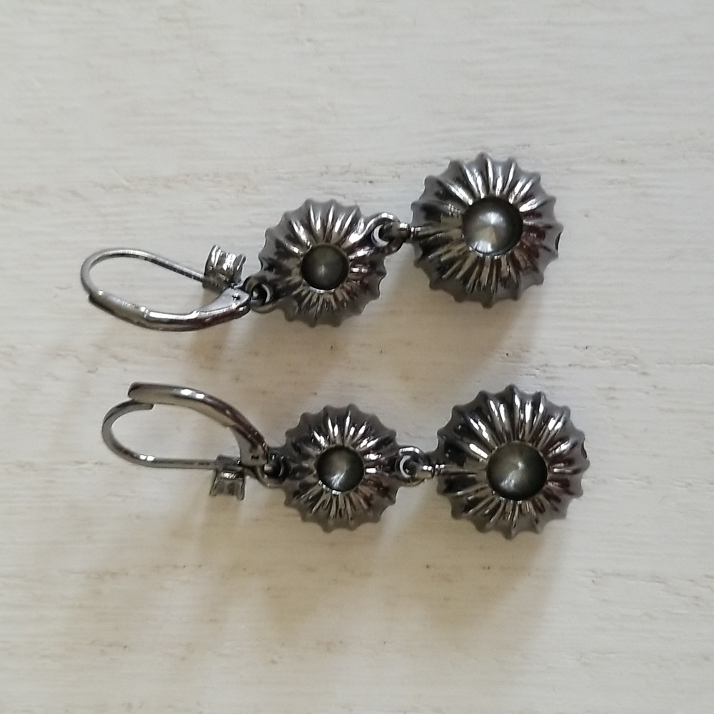 Black and Green Rhinestone Dangle Earrings - Picture 6 of 6